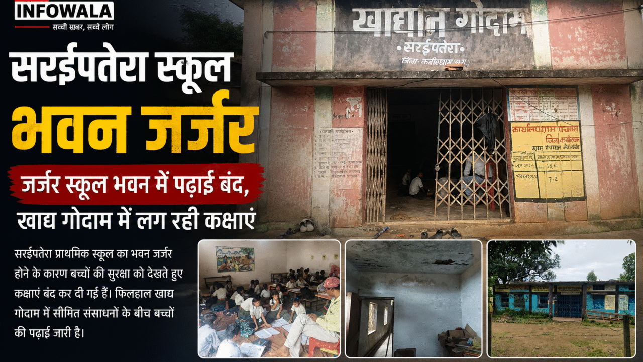 उखड़ती छत, टपकता पानी… आखिर कब मिलेगा सरईपतेरा के बच्चों को सुरक्षित स्कूल?