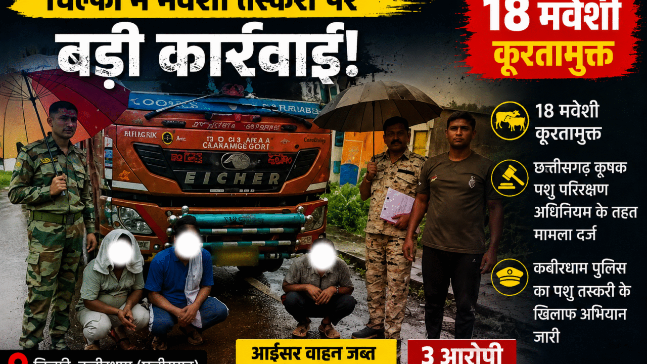 चिल्फी में मवेशी तस्करी पर बड़ी कार्रवाई, 18 मवेशी मुक्त; तीन आरोपी गिरफ्तार